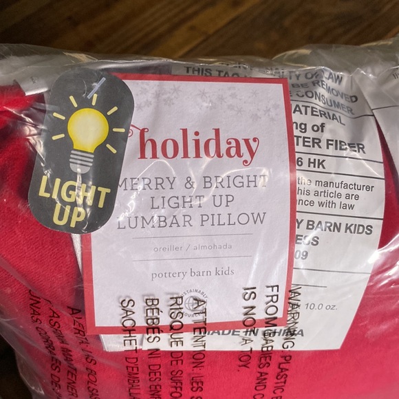 Pottery Barn Kids Holiday Message Merry and Bright LED Light Up Lumbar Pillow 🎄 - Picture 7 of 16
